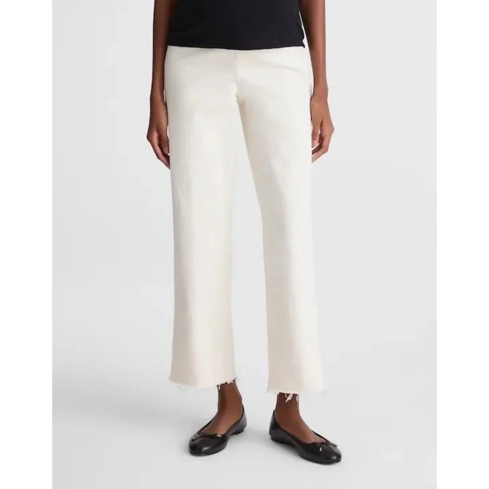Madewell The Maternity Perfect Vintage Wide-Leg Crop Jean Cream White 8 29 NZ689